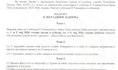 Odluka o neradnim danima